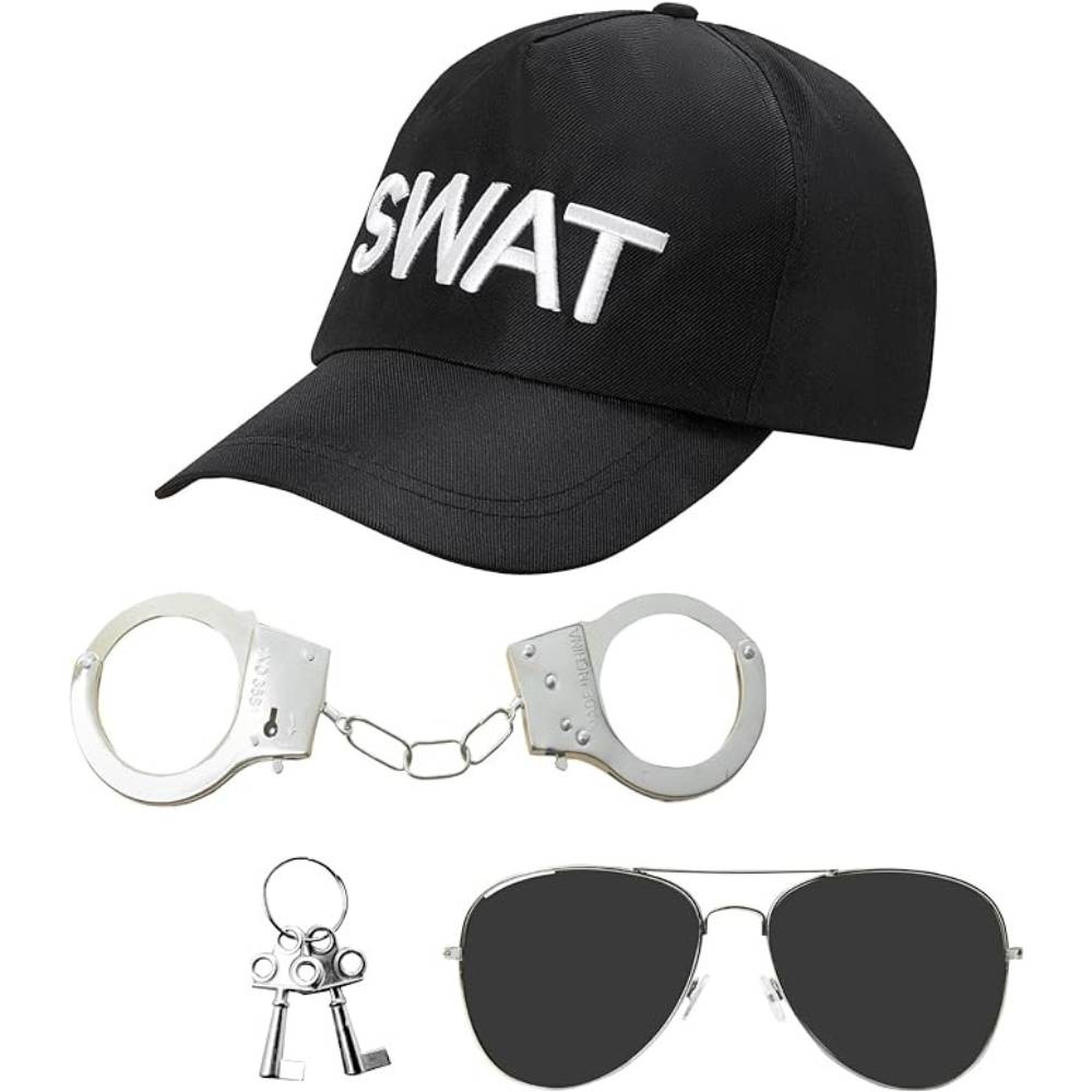 3pc Adult Swat Costume Accessories Set Redstar Fancy Dress 9109