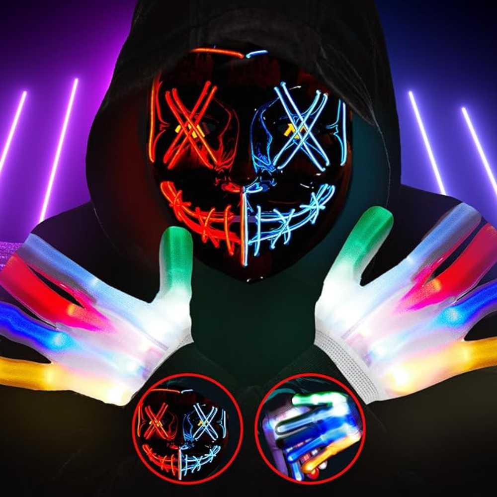 Purge Halloween Mask & Light Up Gloves Set – Redstar Fancy Dress